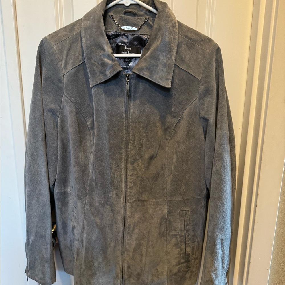 Dennis Basso Leather Jacket - Grey